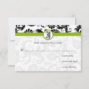 Faire-part de mariage Apple Green Damask Swirls