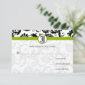 Faire-part de mariage Apple Green Damask Swirls (Debout devant)