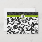 Faire-part de mariage Apple Green Damask Swirls (Dos)