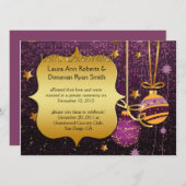Faire-part de mariage après Noël en or violet (Devant / Derrière)