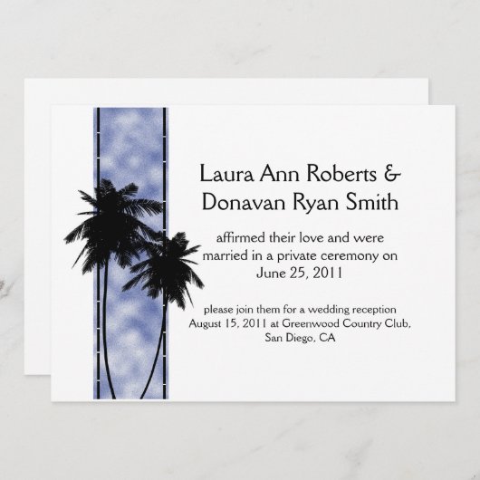 Faire-part de mariage après Palm Trees et bleu (Devant / Derrière)
