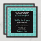 Faire-part de mariage Aqua Blue Black Polka Point (Devant / Derrière)