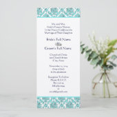 Faire-part de mariage Aqua Blue Damask (Debout devant)