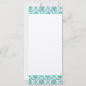 Faire-part de mariage Aqua Blue Damask (Dos)