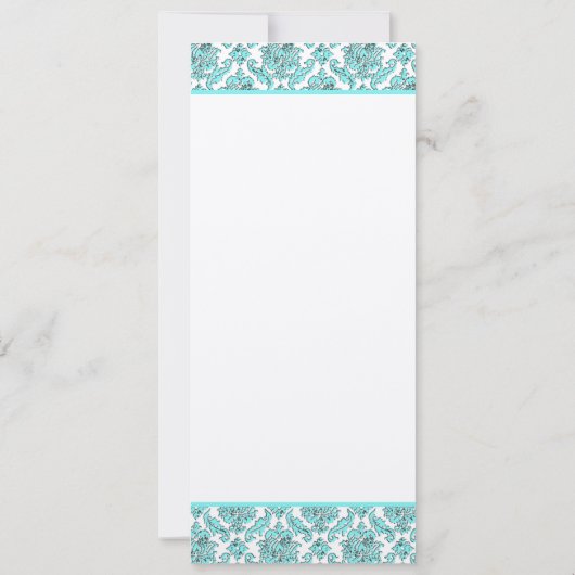 Faire-part de mariage Aqua Blue Damask (Dos)