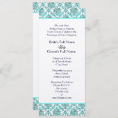 Faire-part de mariage Aqua Blue Damask (Devant / Derrière)