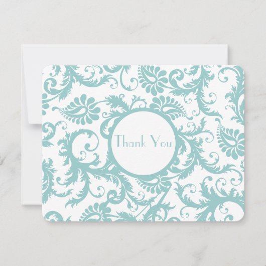 Faire-part de mariage Aqua Blue Damask (Devant)