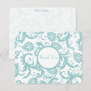 Faire-part de mariage Aqua Blue Damask