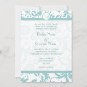 Faire-part de mariage Aqua Blue Damask (Devant)