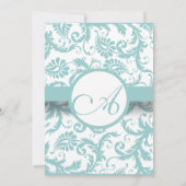 Faire-part de mariage Aqua Blue Damask (Dos)