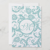 Faire-part de mariage Aqua Blue Damask (Devant)