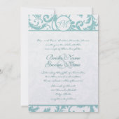 Faire-part de mariage Aqua Blue Damask (Dos)