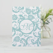 Faire-part de mariage Aqua Blue Damask (Debout devant)