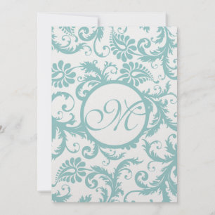 Faire-part de mariage Aqua Blue Damask