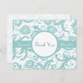 Faire-part de mariage Aqua Blue Damask (Devant / Derrière)