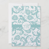Faire-part de mariage Aqua Blue Damask (Devant)