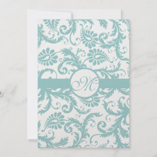 Faire-part de mariage Aqua Blue Damask