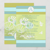 Faire-part de mariage Aqua Blue Flowers et abeille (Devant / Derrière)