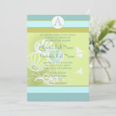 Faire-part de mariage Aqua Blue Flowers et abeille (Debout devant)