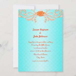 Faire-part de mariage aqua et mandarine lumineux e