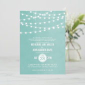 Faire-part de mariage Aqua String Lights (Debout devant)