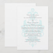 Faire-part de mariage Aqua Subtle Damask (Devant / Derrière)