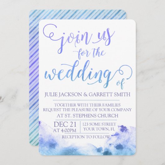 Faire-part de mariage aquarelle (Devant / Derrière)