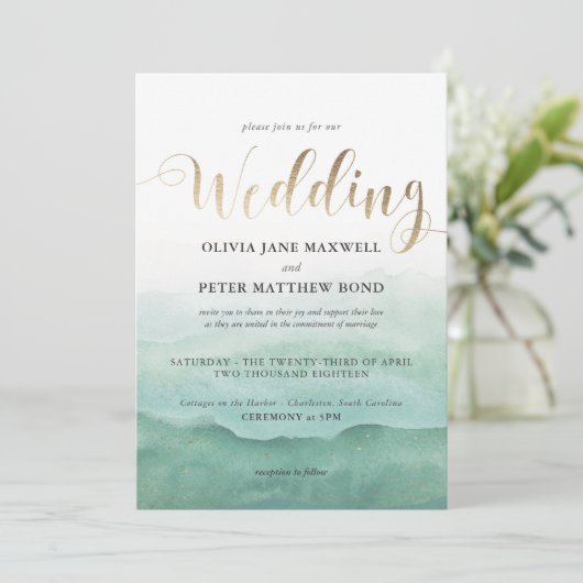 Faire-part de mariage - Aquarelle (Debout devant)