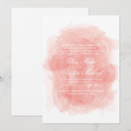 Faire-part de mariage aquarelle (Devant / Derrière)