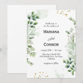 Faire-part de mariage aquarelle à la verdure botan (Devant / Derrière)