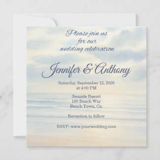 Faire-part de mariage aquarelle au bord de la mer