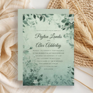 Faire-part de mariage aquarelle aux feuilles botan