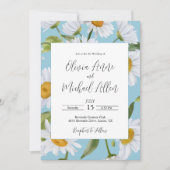 Faire-part de mariage aquarelle aux marguerites bl (Devant)