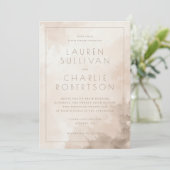 Faire-part de mariage aquarelle beige élégant (Debout devant)