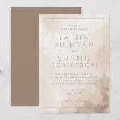 Faire-part de mariage aquarelle beige élégant (Devant / Derrière)