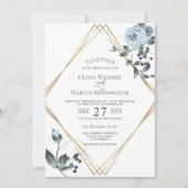 Faire-part de mariage | Aquarelle bleu bleu foncé (Devant)