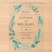 Faire-part de mariage aquarelle boho avec verdure (Recto)