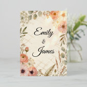 Faire-part de mariage aquarelle boho Emily & James (Debout devant)
