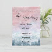 Faire-part de mariage aquarelle coucher de soleil (Debout devant)