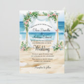 Faire-part de mariage aquarelle de plage (Debout devant)