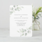 Faire-part de mariage aquarelle de verdure d'eucal (Debout devant)