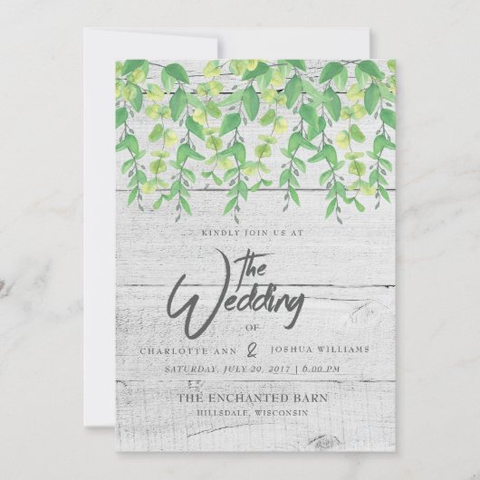 FAIRE-PART DE MARIAGE | Aquarelle de verdure rusti (Devant)