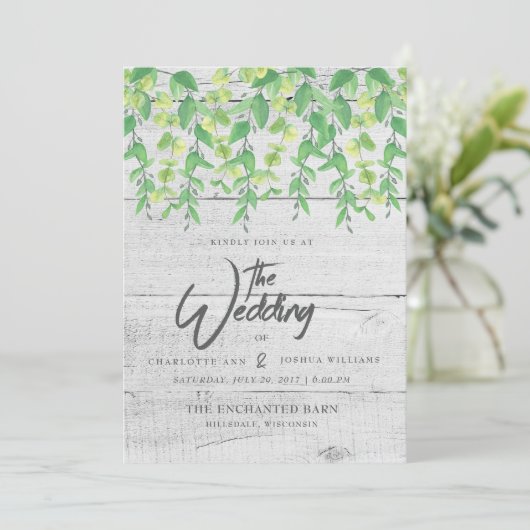 FAIRE-PART DE MARIAGE | Aquarelle de verdure rusti (Debout devant)