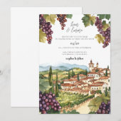 Faire-part de mariage aquarelle de vignoble (Devant / Derrière)