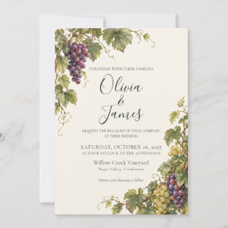 Faire-part de mariage aquarelle de vignoble