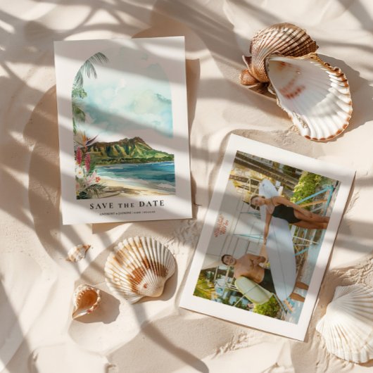 Faire-part de mariage aquarelle d'Oahu