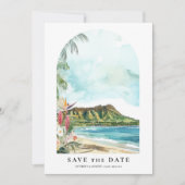 Faire-part de mariage aquarelle d'Oahu (Devant)