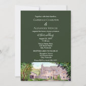 Faire-part de mariage aquarelle du pont de pierre (Devant)