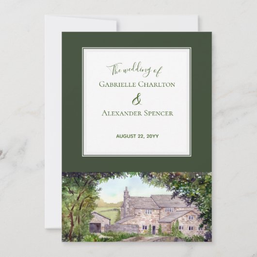 Faire-part de mariage aquarelle du pont de pierre (Dos)