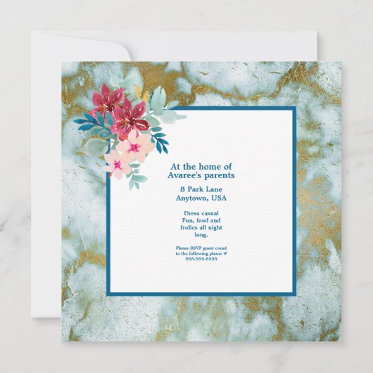 Faire-part de mariage aquarelle fleurs informel (Dos)